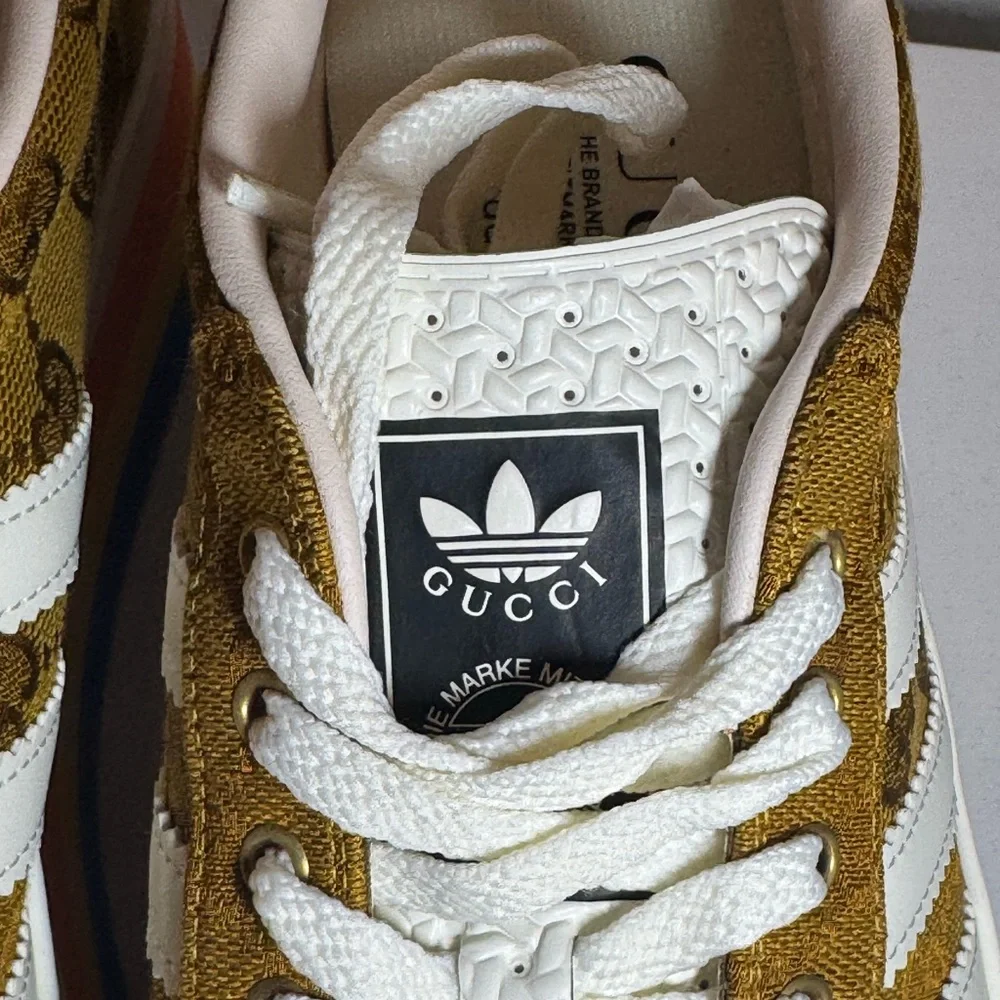 Gucci x Adidas Gazelle Platform Sneakers in GG Canvas Size 8